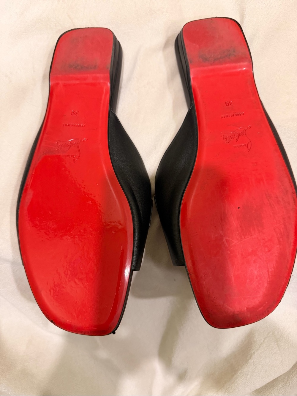 Christian Louboutin Black Leather Chain-Trim Slide Mules - Picture 4 of 5